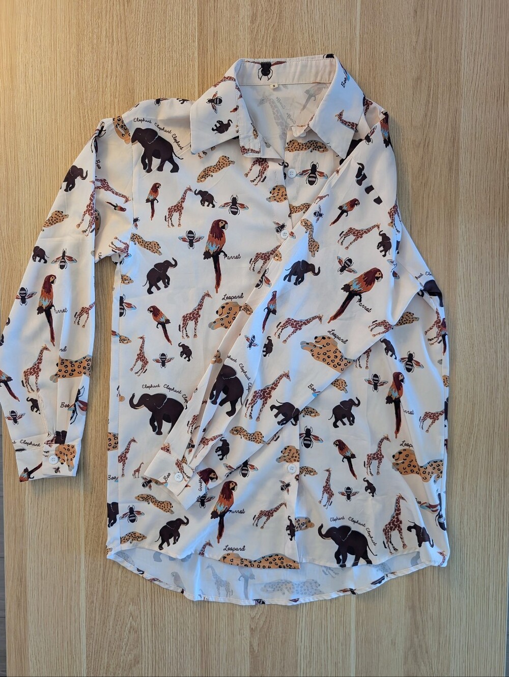 Safari Animal Print Button-Down Shirt | Size S